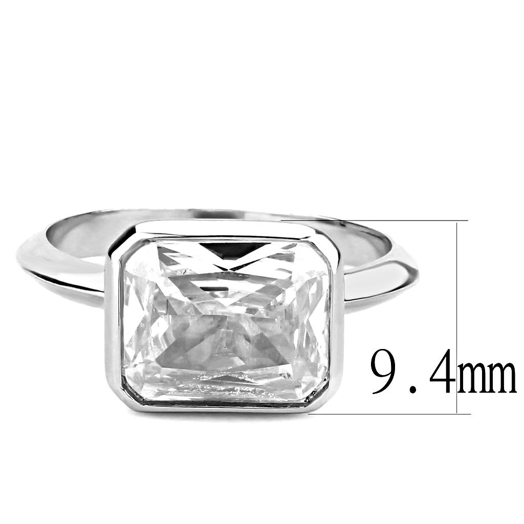 MA3W1488 - Rhodium Brass Ring with AAA Grade CZ  in Clear