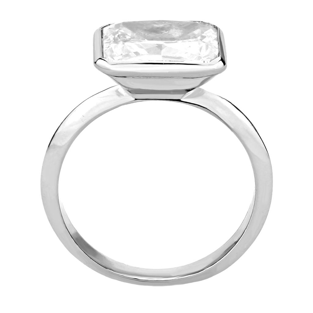 MA3W1488 - Rhodium Brass Ring with AAA Grade CZ  in Clear