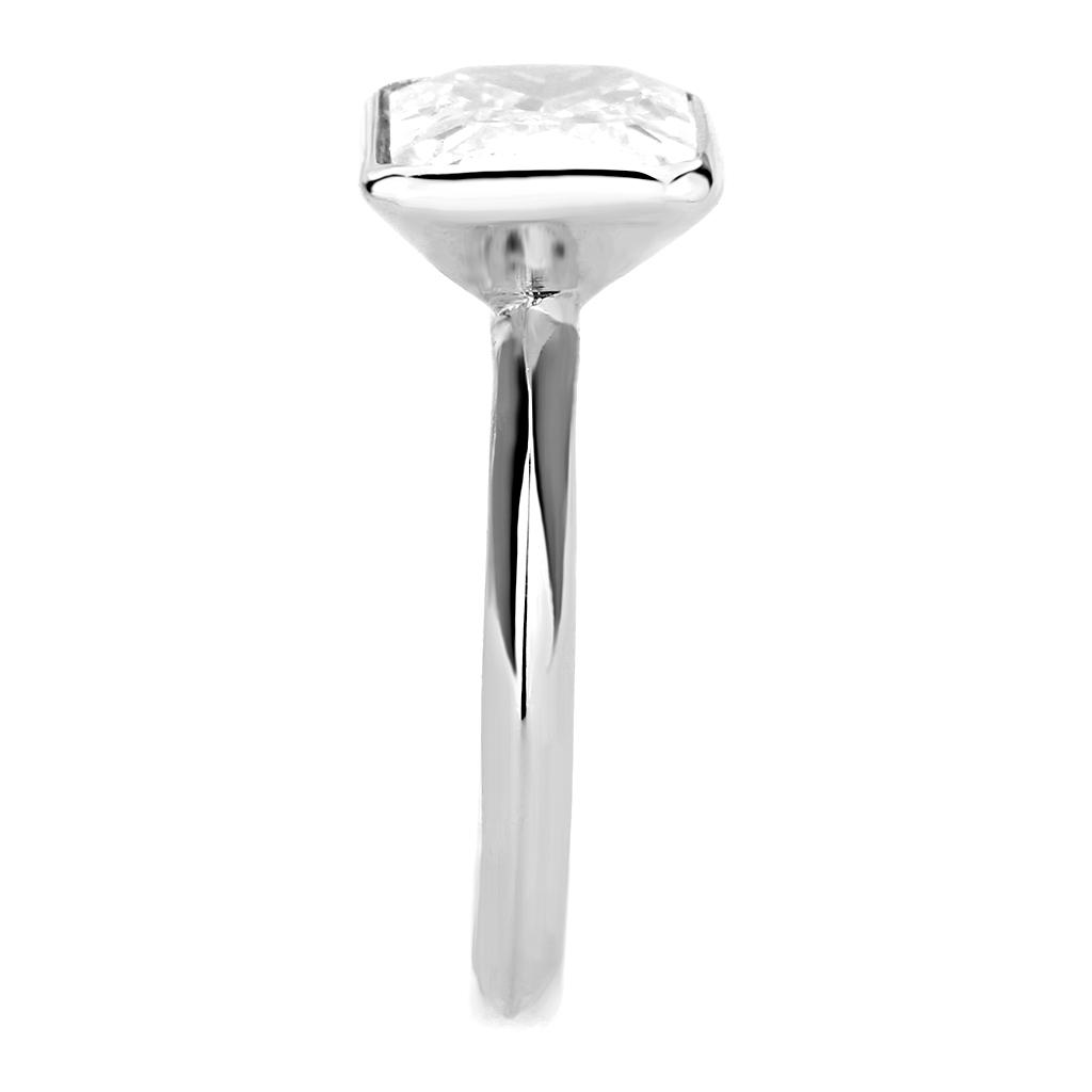 MA3W1488 - Rhodium Brass Ring with AAA Grade CZ  in Clear