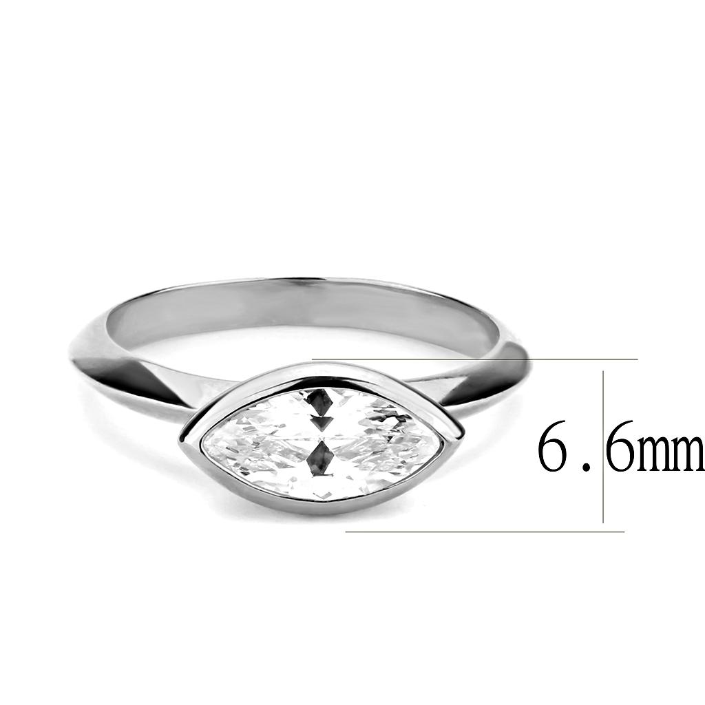 MA3W1489 - Rhodium Brass Ring with AAA Grade CZ  in Clear