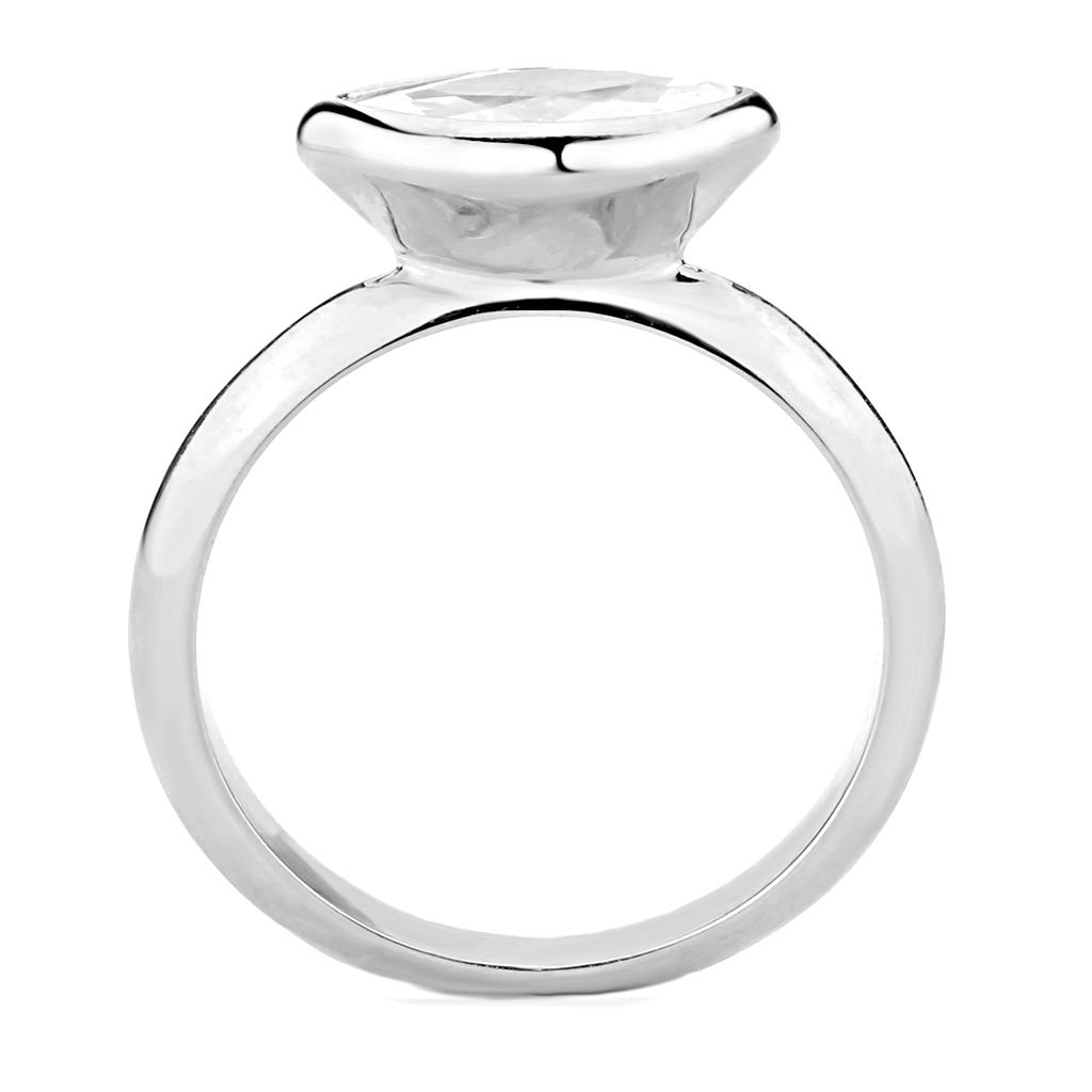 MA3W1489 - Rhodium Brass Ring with AAA Grade CZ  in Clear