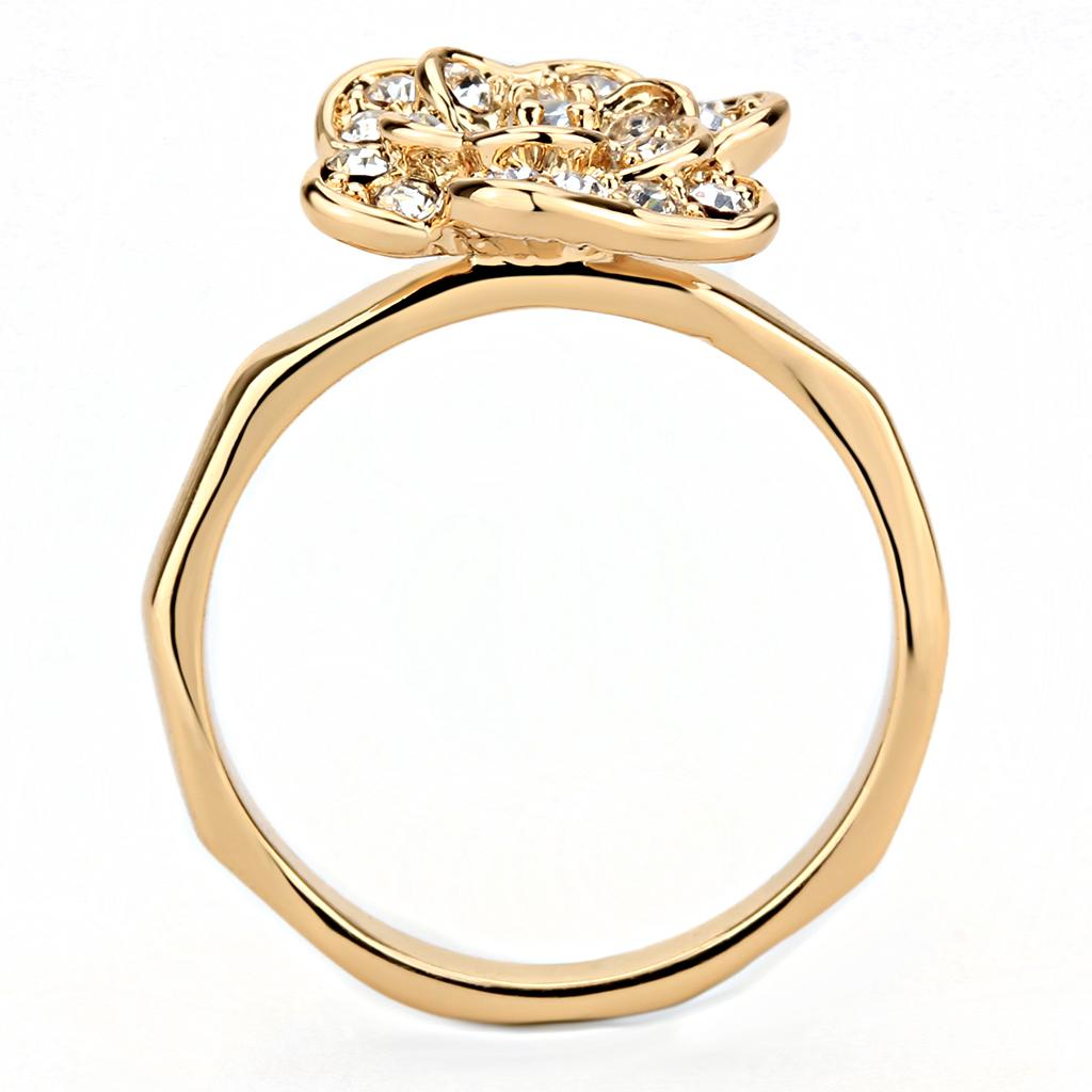 MA3W1491 - Rose Gold Brass Ring with Top Grade Crystal  in Clear