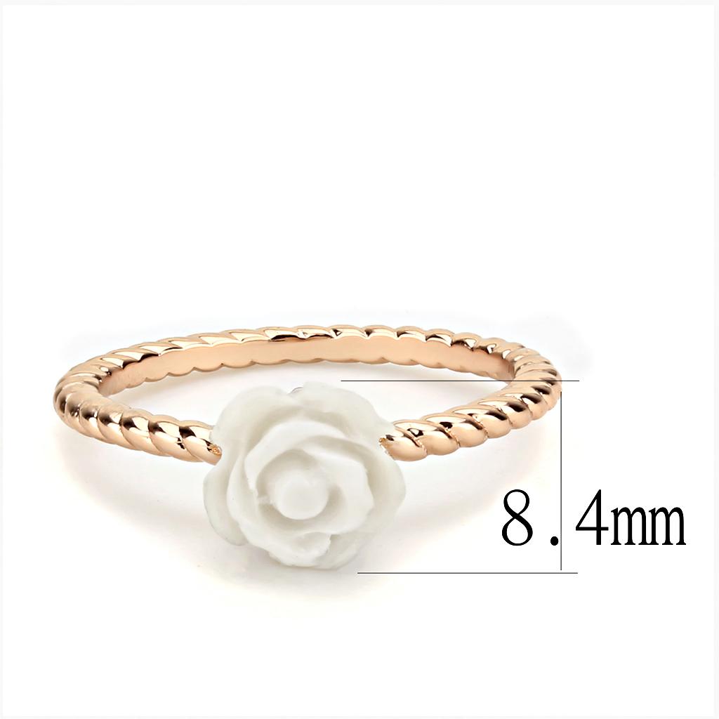 MA3W1492 - Rose Gold Brass Ring with Synthetic Synthetic Stone in White