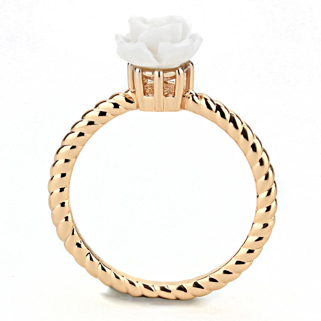 MA3W1492 - Rose Gold Brass Ring with Synthetic Synthetic Stone in White