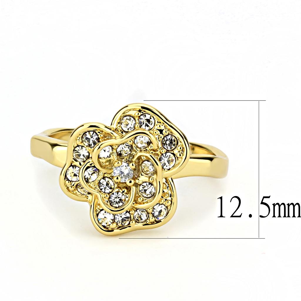 MA3W1497 - Gold Brass Ring with Top Grade Crystal  in Clear