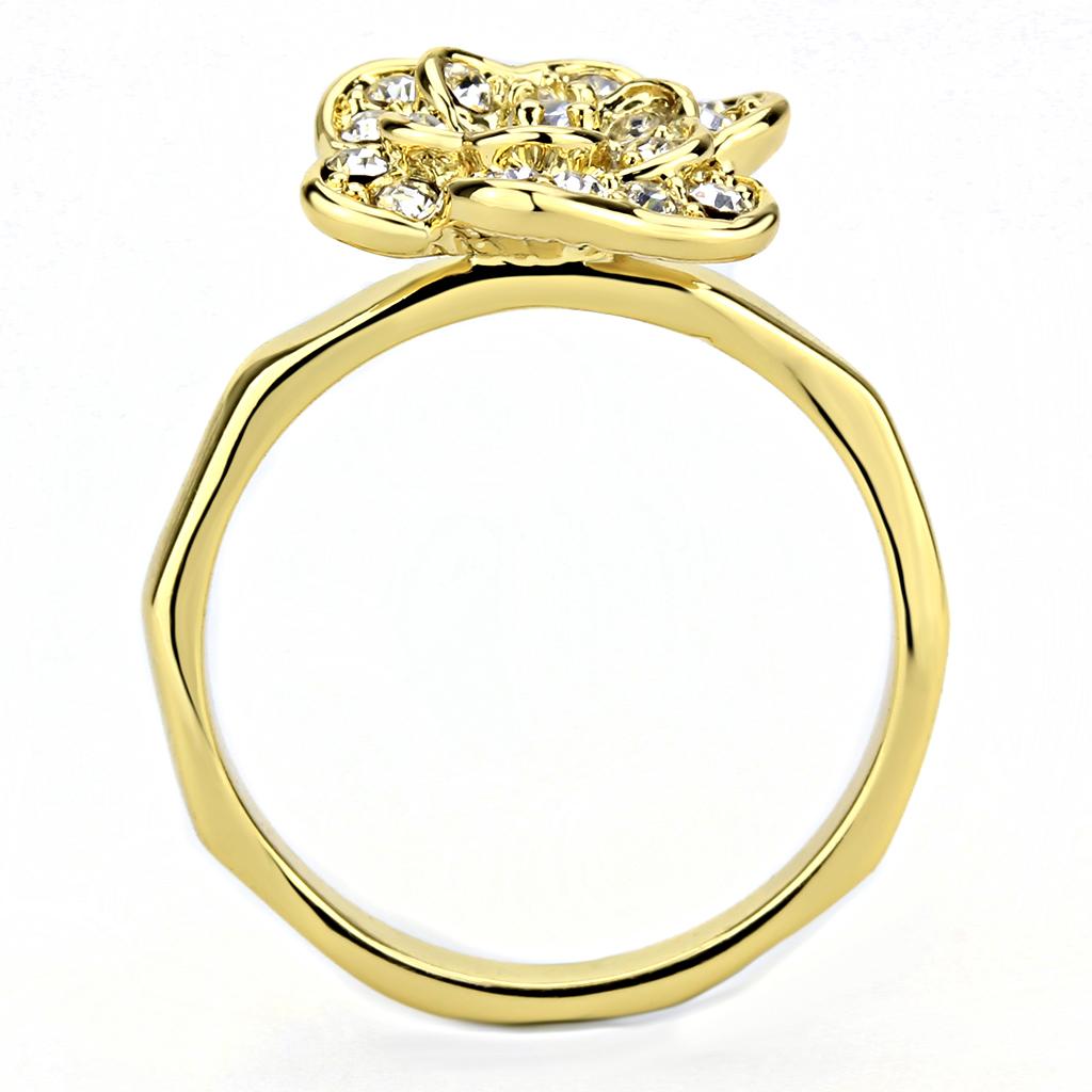 MA3W1497 - Gold Brass Ring with Top Grade Crystal  in Clear