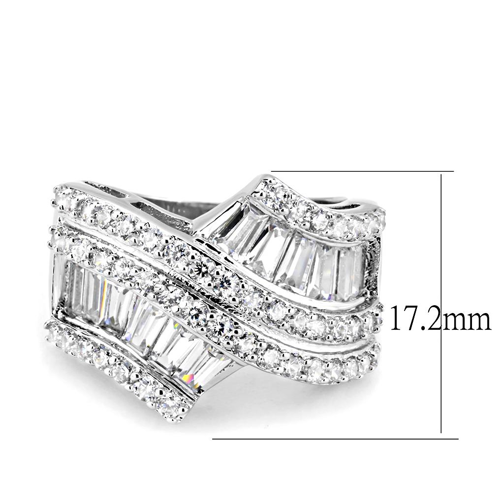 MA3W1501 - Rhodium Brass Ring with AAA Grade CZ  in Clear