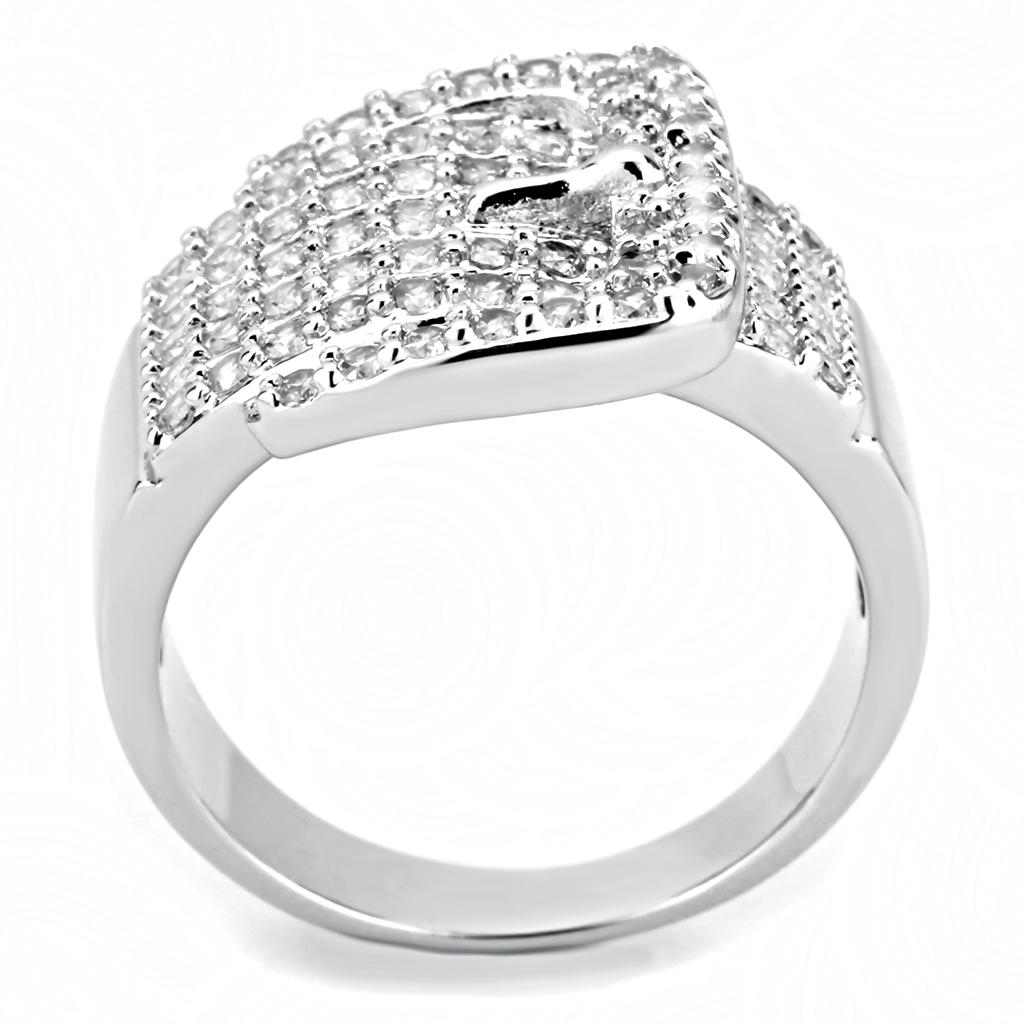 MA3W1502 - Rhodium Brass Ring with AAA Grade CZ  in Clear