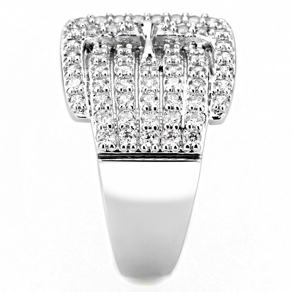 MA3W1502 - Rhodium Brass Ring with AAA Grade CZ  in Clear