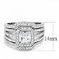 MA3W1503 - Rhodium Brass Ring with AAA Grade CZ  in Clear