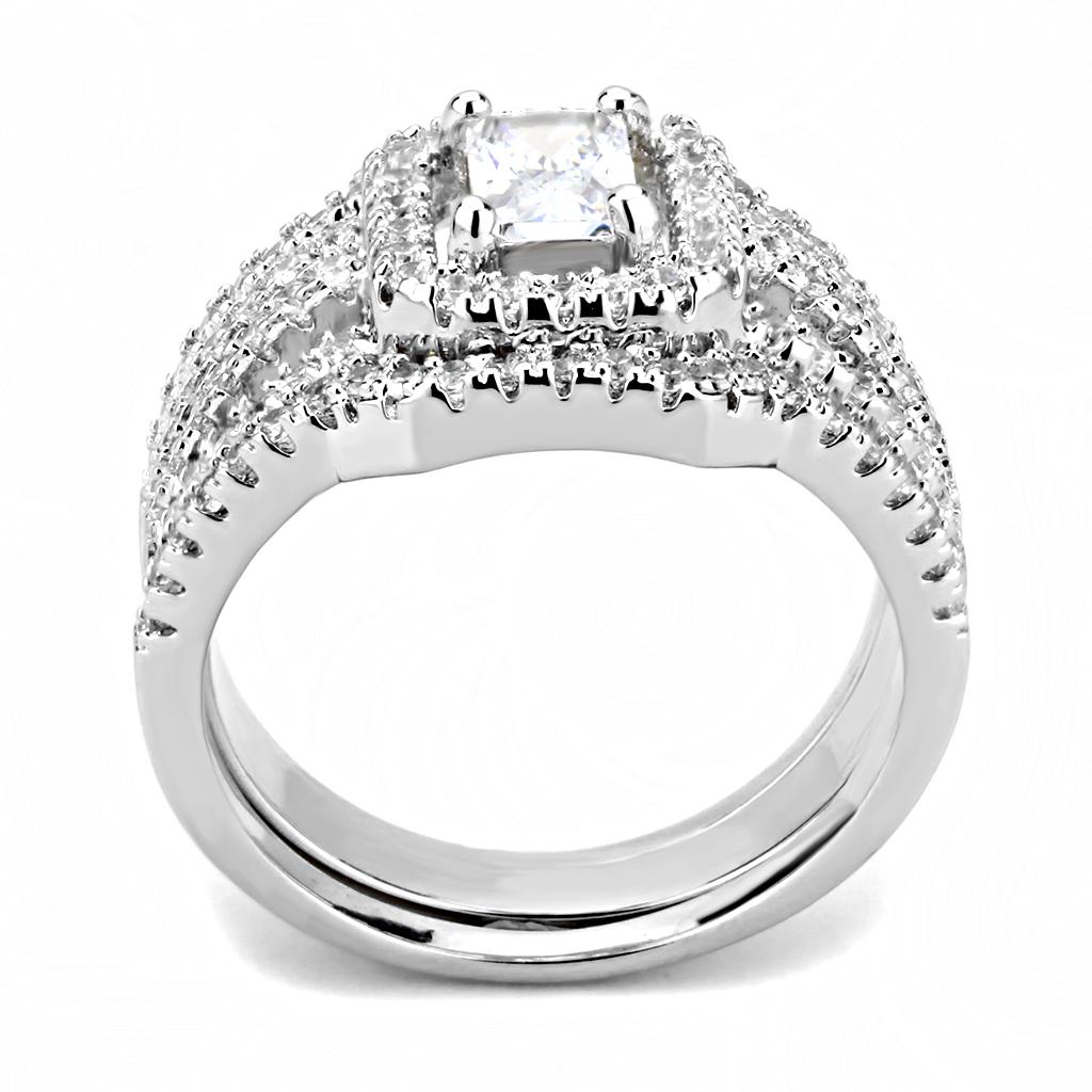 MA3W1503 - Rhodium Brass Ring with AAA Grade CZ  in Clear
