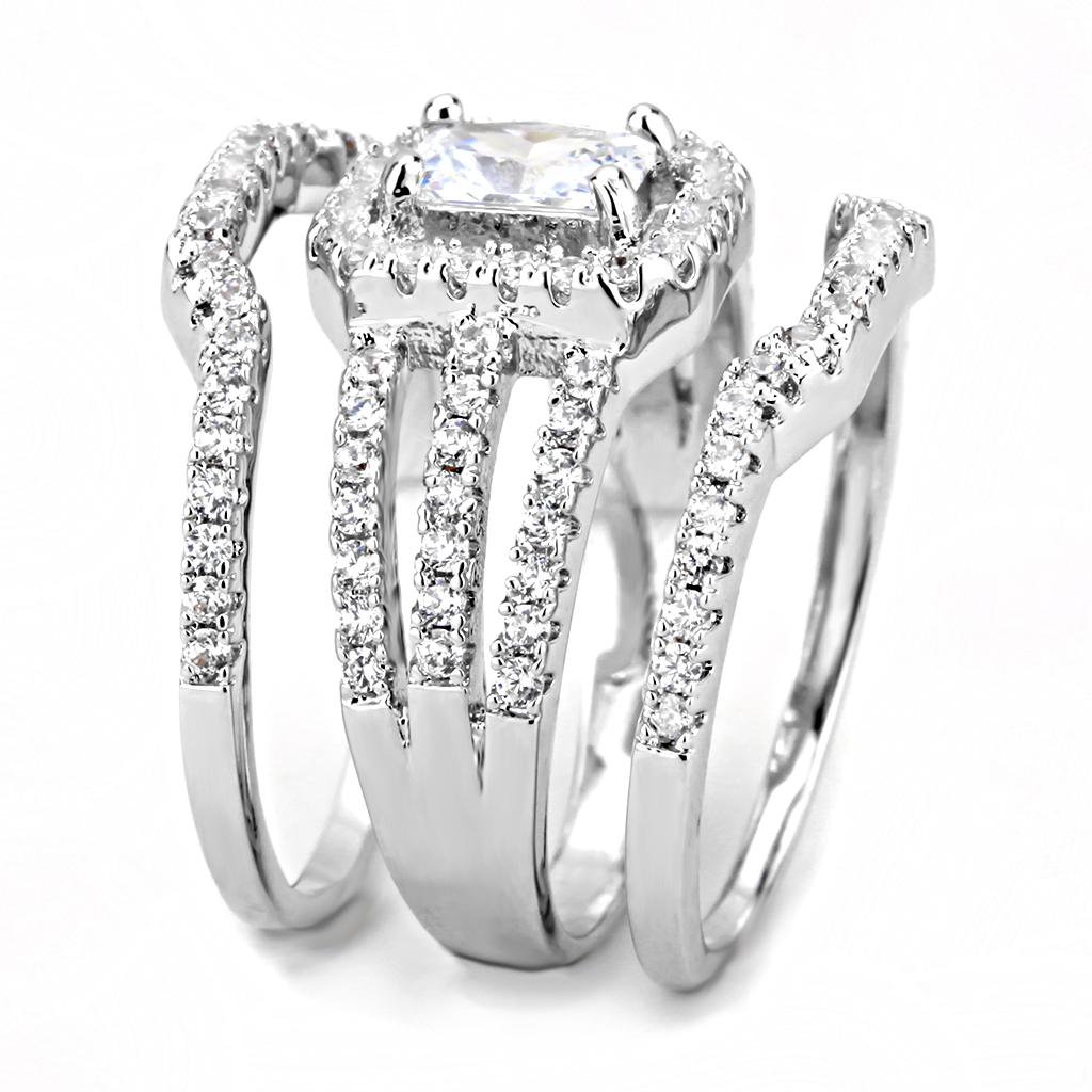 MA3W1503 - Rhodium Brass Ring with AAA Grade CZ  in Clear