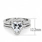 MA3W1504 - Rhodium Brass Ring with AAA Grade CZ  in Clear
