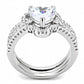 MA3W1504 - Rhodium Brass Ring with AAA Grade CZ  in Clear