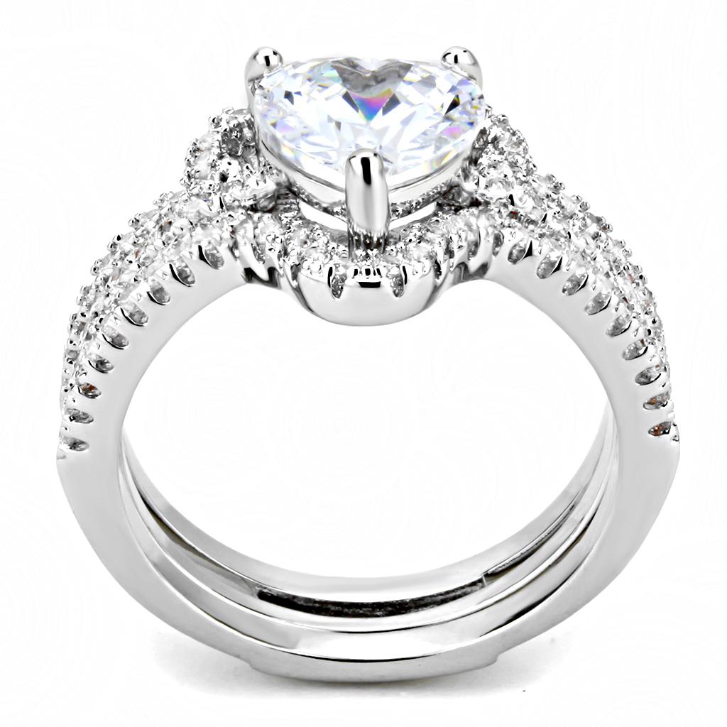 MA3W1504 - Rhodium Brass Ring with AAA Grade CZ  in Clear