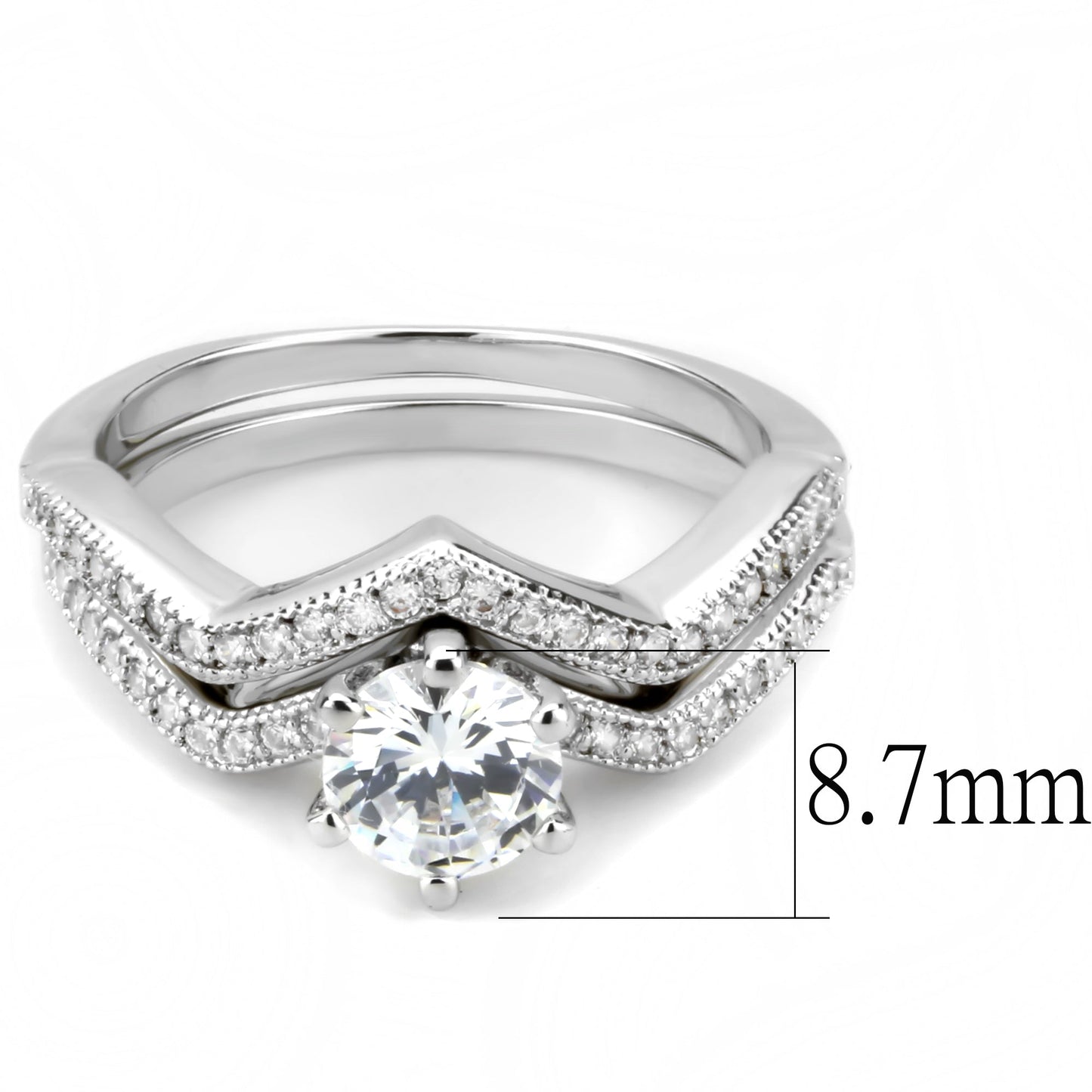 MA3W1505 - Rhodium Brass Ring with AAA Grade CZ  in Clear