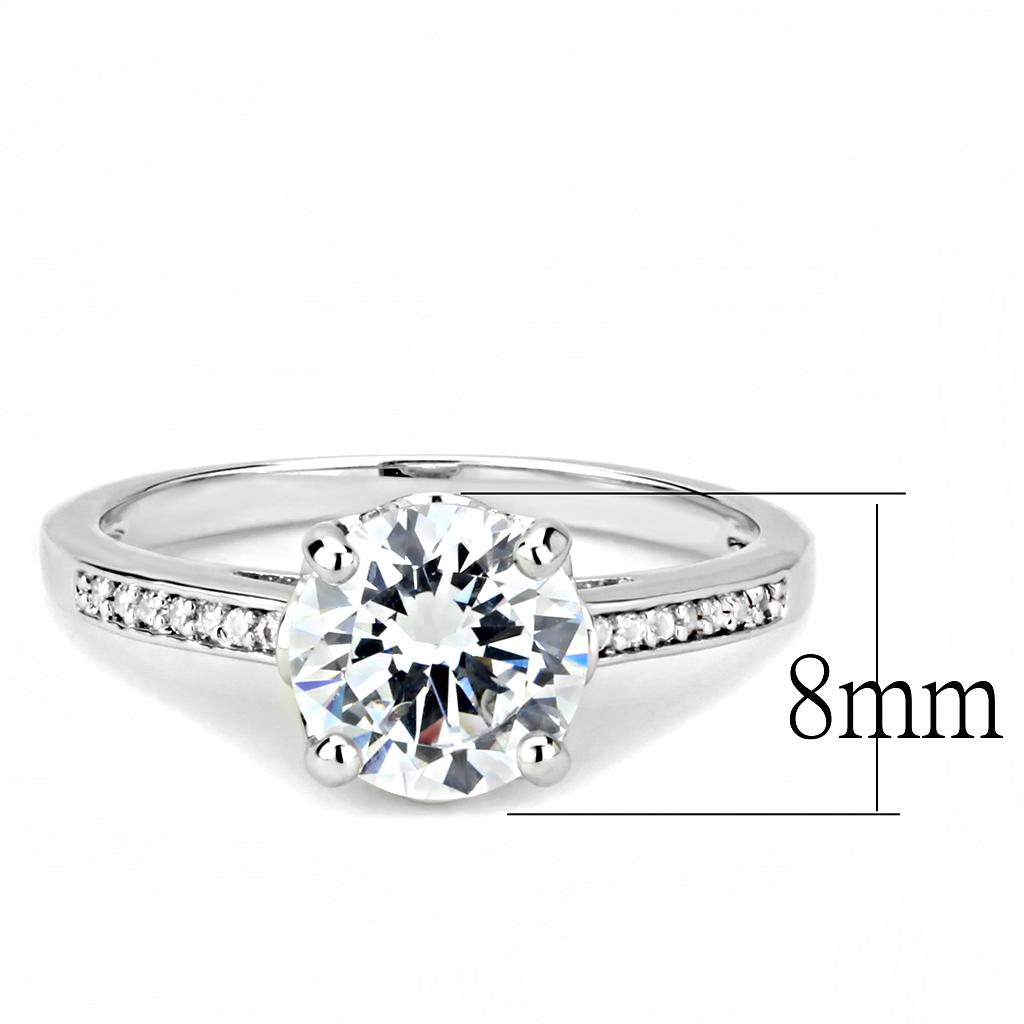 MA3W1507 - Rhodium Brass Ring with AAA Grade CZ  in Clear