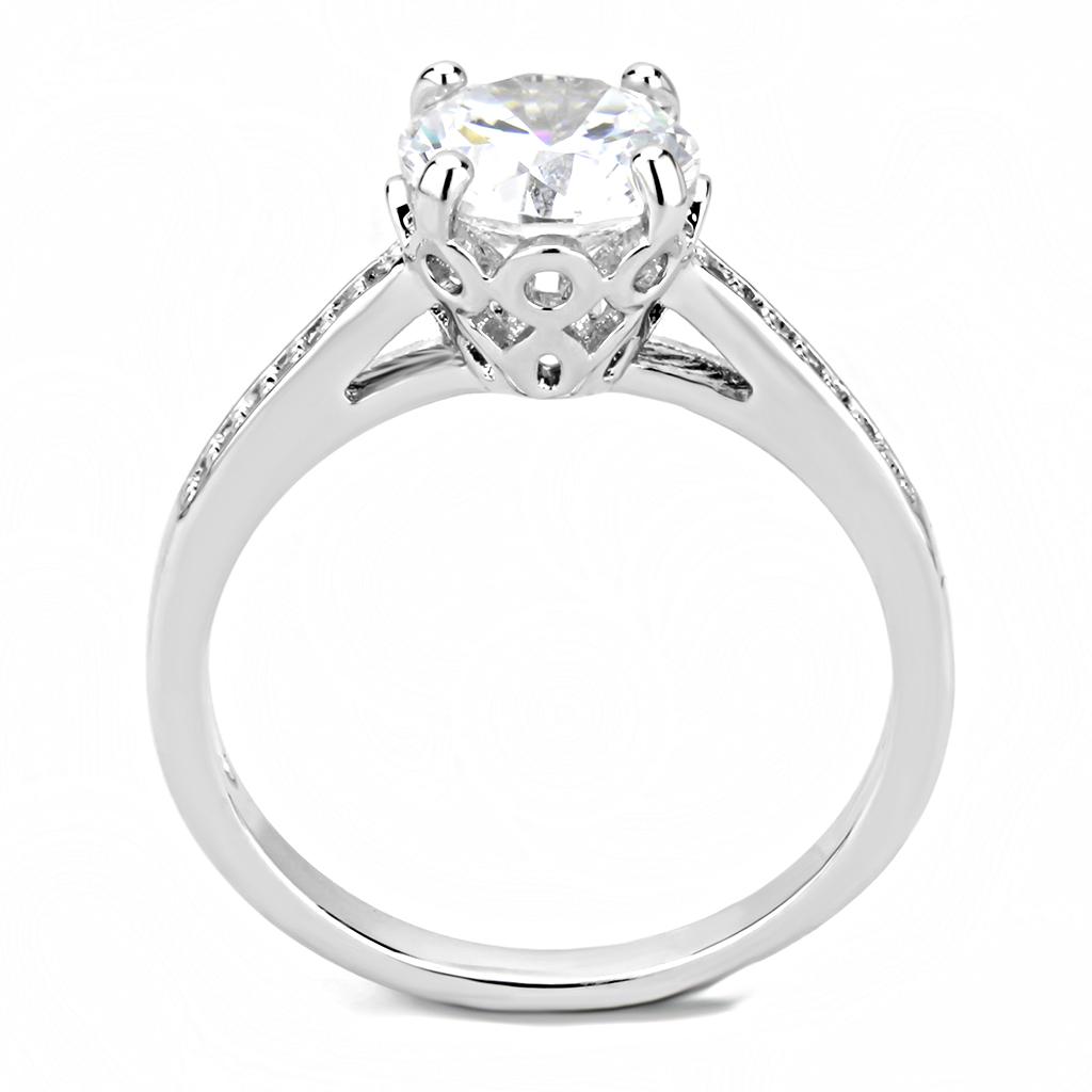 MA3W1507 - Rhodium Brass Ring with AAA Grade CZ  in Clear
