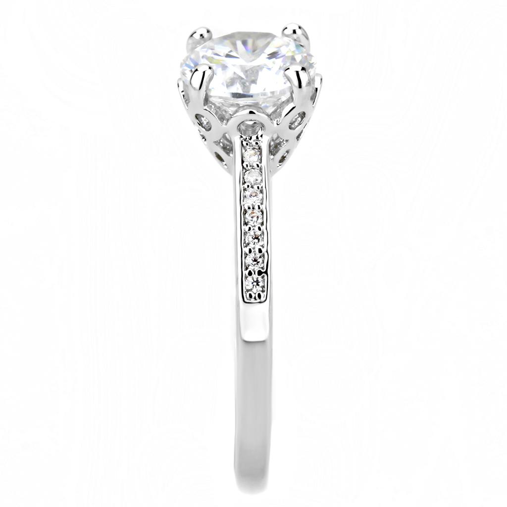 MA3W1507 - Rhodium Brass Ring with AAA Grade CZ  in Clear