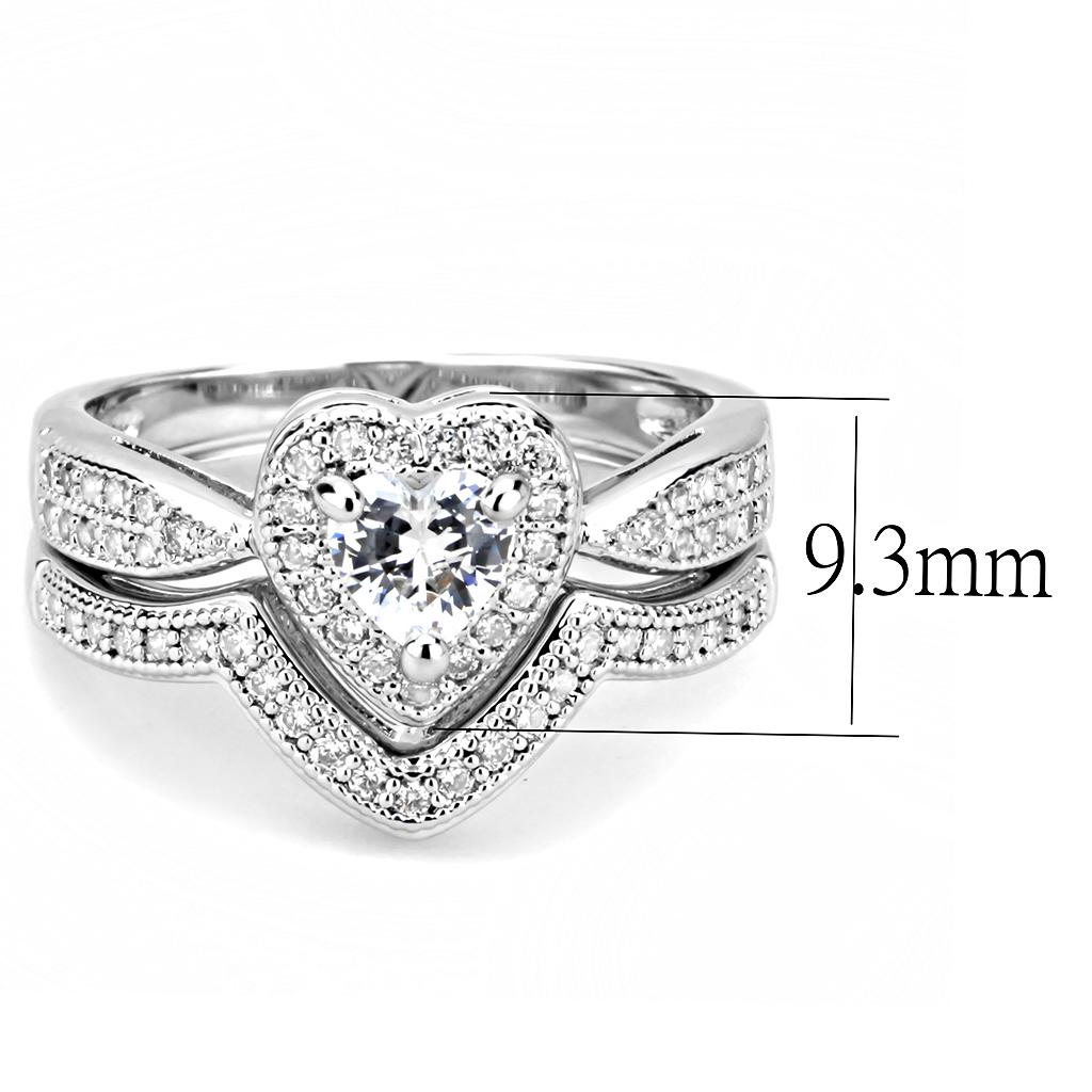 MA3W1508 - Rhodium Brass Ring with AAA Grade CZ  in Clear