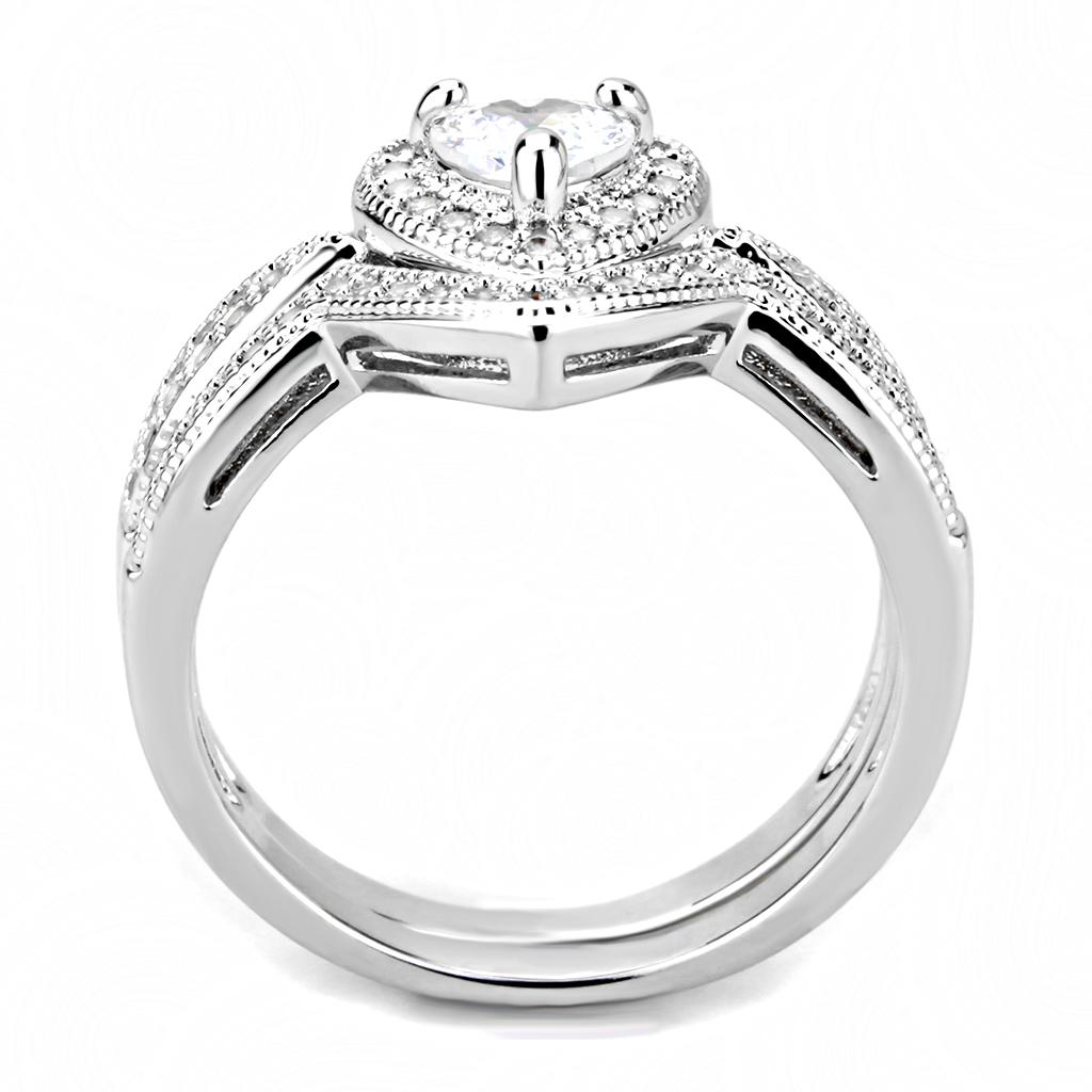 MA3W1508 - Rhodium Brass Ring with AAA Grade CZ  in Clear