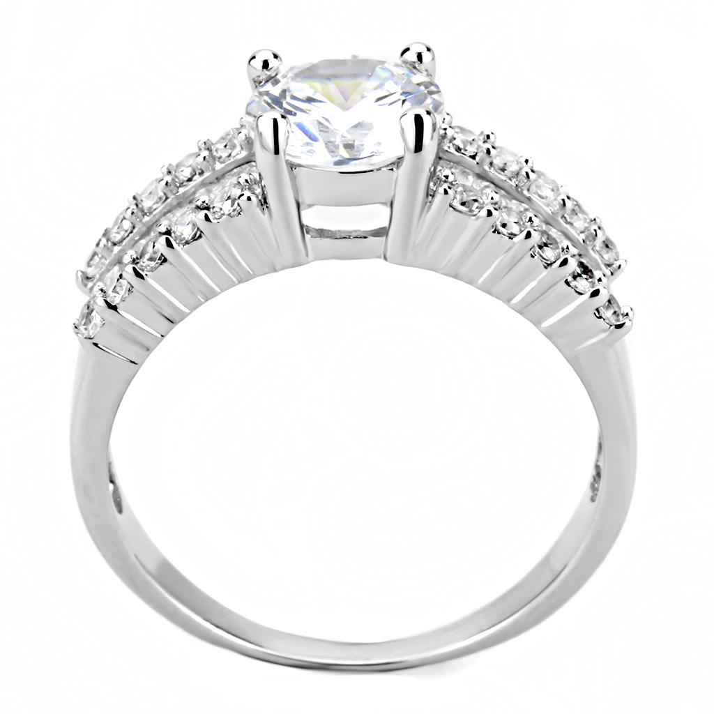 MA3W1510 - Rhodium Brass Ring with AAA Grade CZ  in Clear