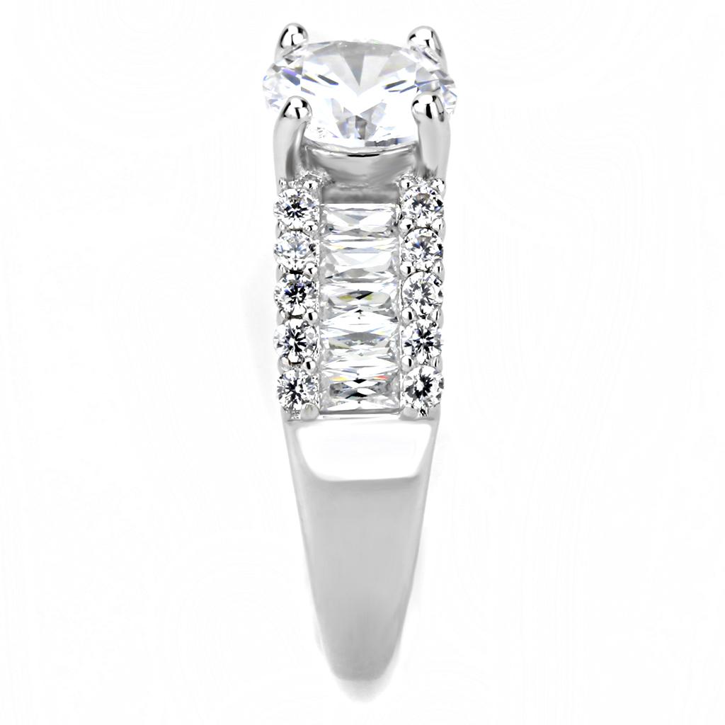 MA3W1510 - Rhodium Brass Ring with AAA Grade CZ  in Clear