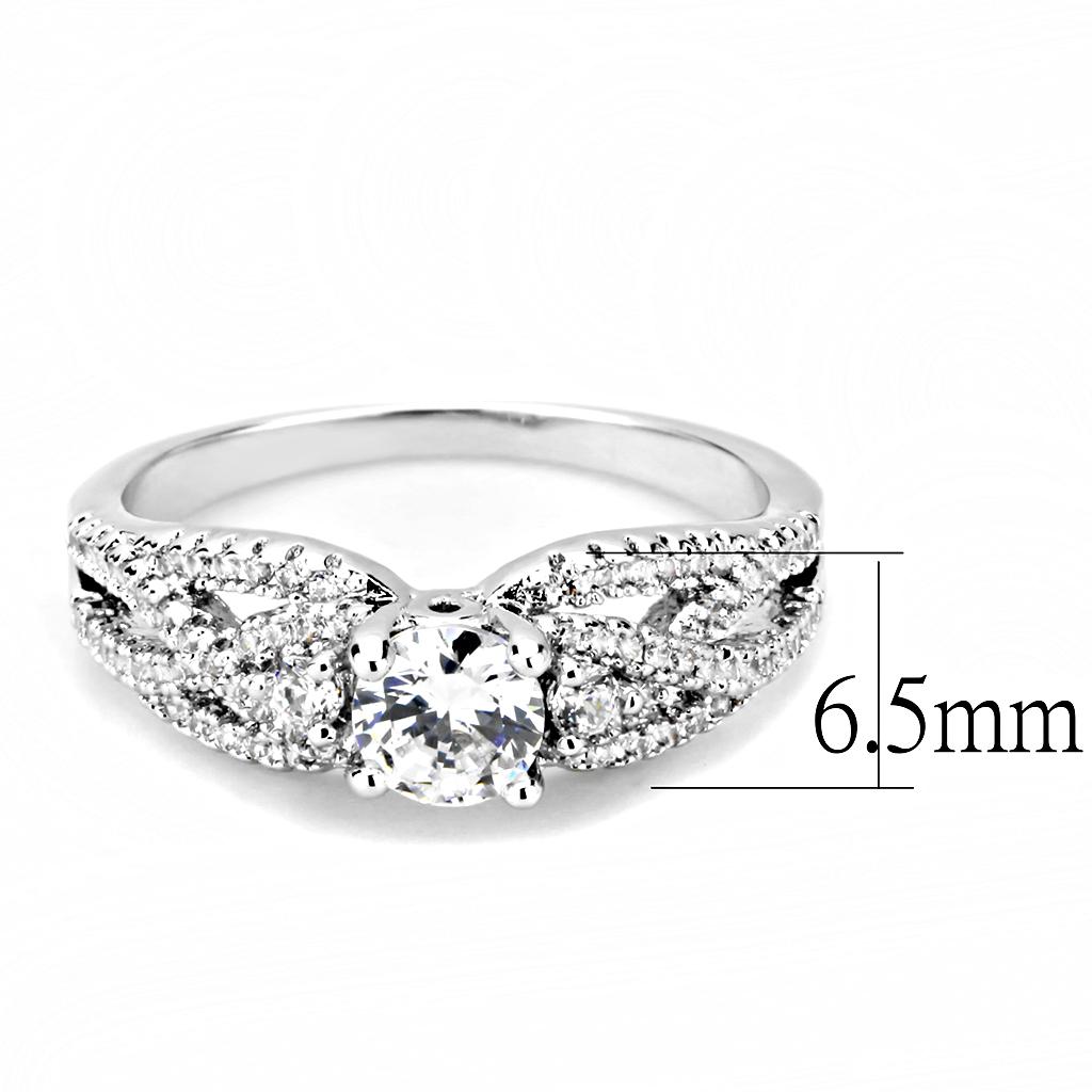 MA3W1511 - Rhodium Brass Ring with AAA Grade CZ  in Clear