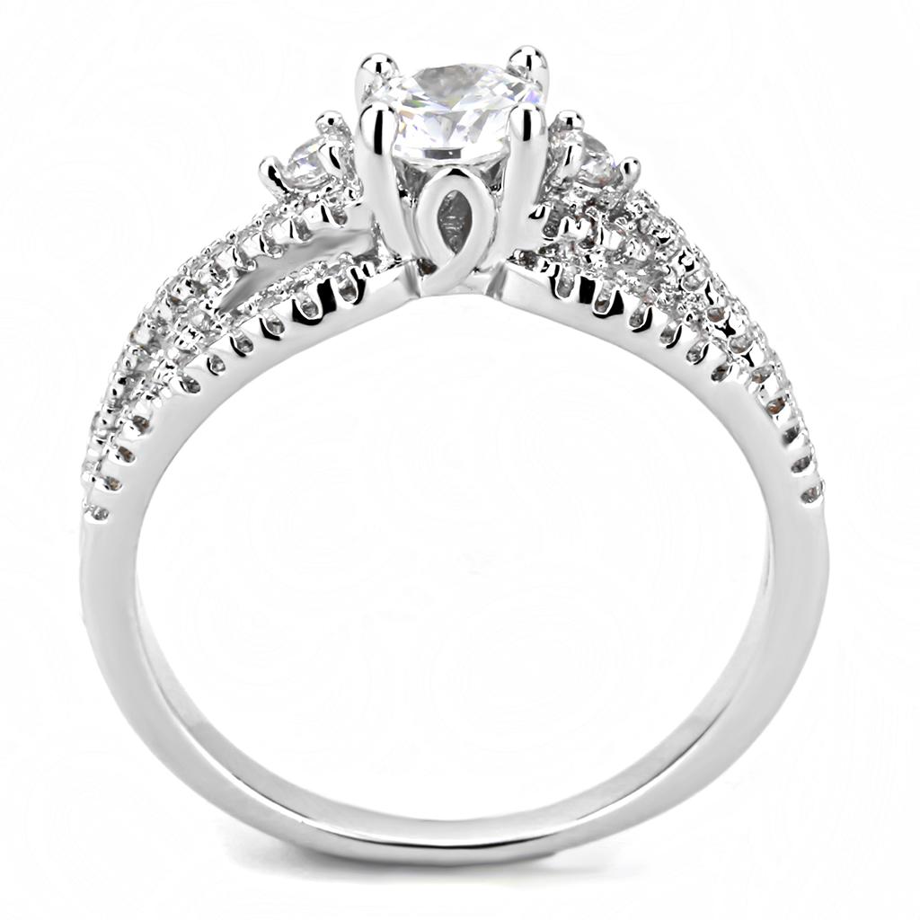 MA3W1511 - Rhodium Brass Ring with AAA Grade CZ  in Clear
