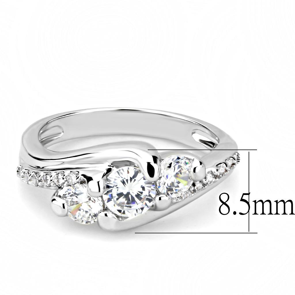 MA3W1512 - Rhodium Brass Ring with AAA Grade CZ  in Clear