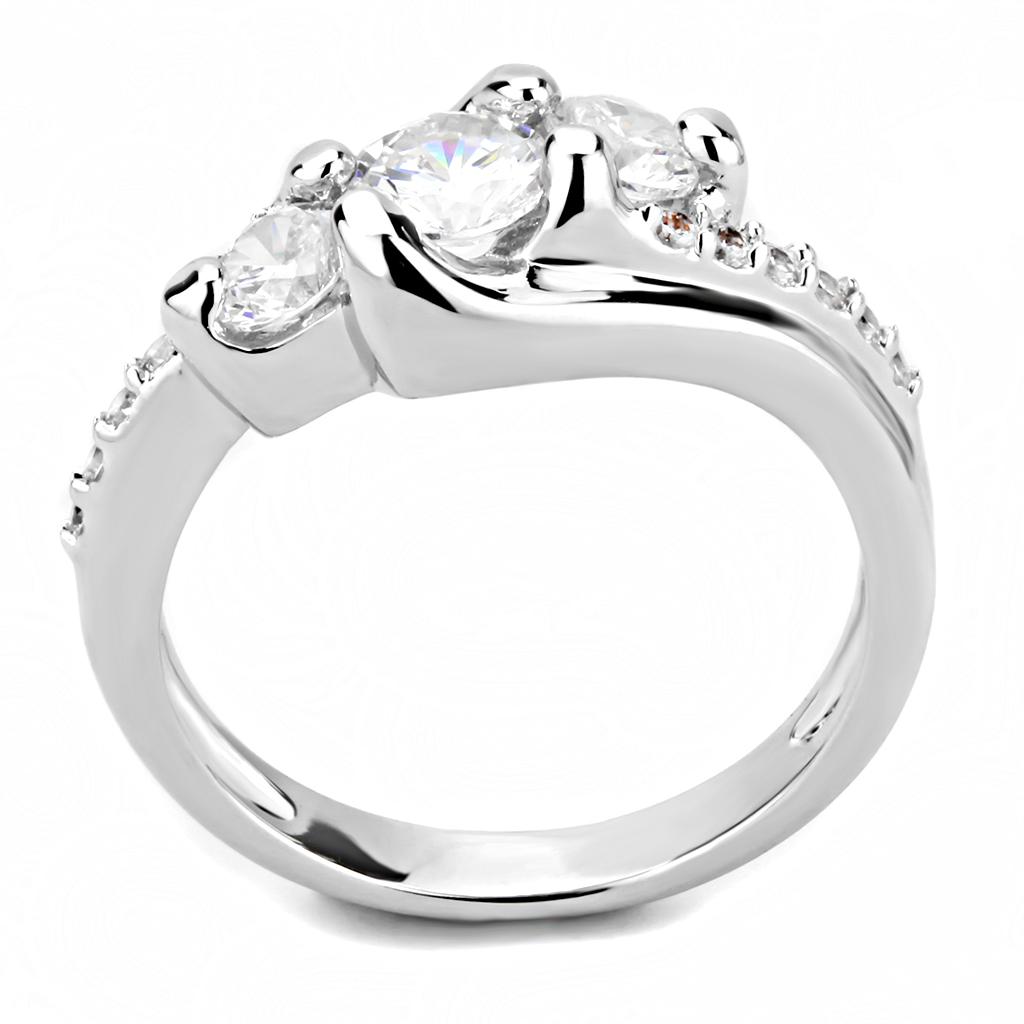MA3W1512 - Rhodium Brass Ring with AAA Grade CZ  in Clear