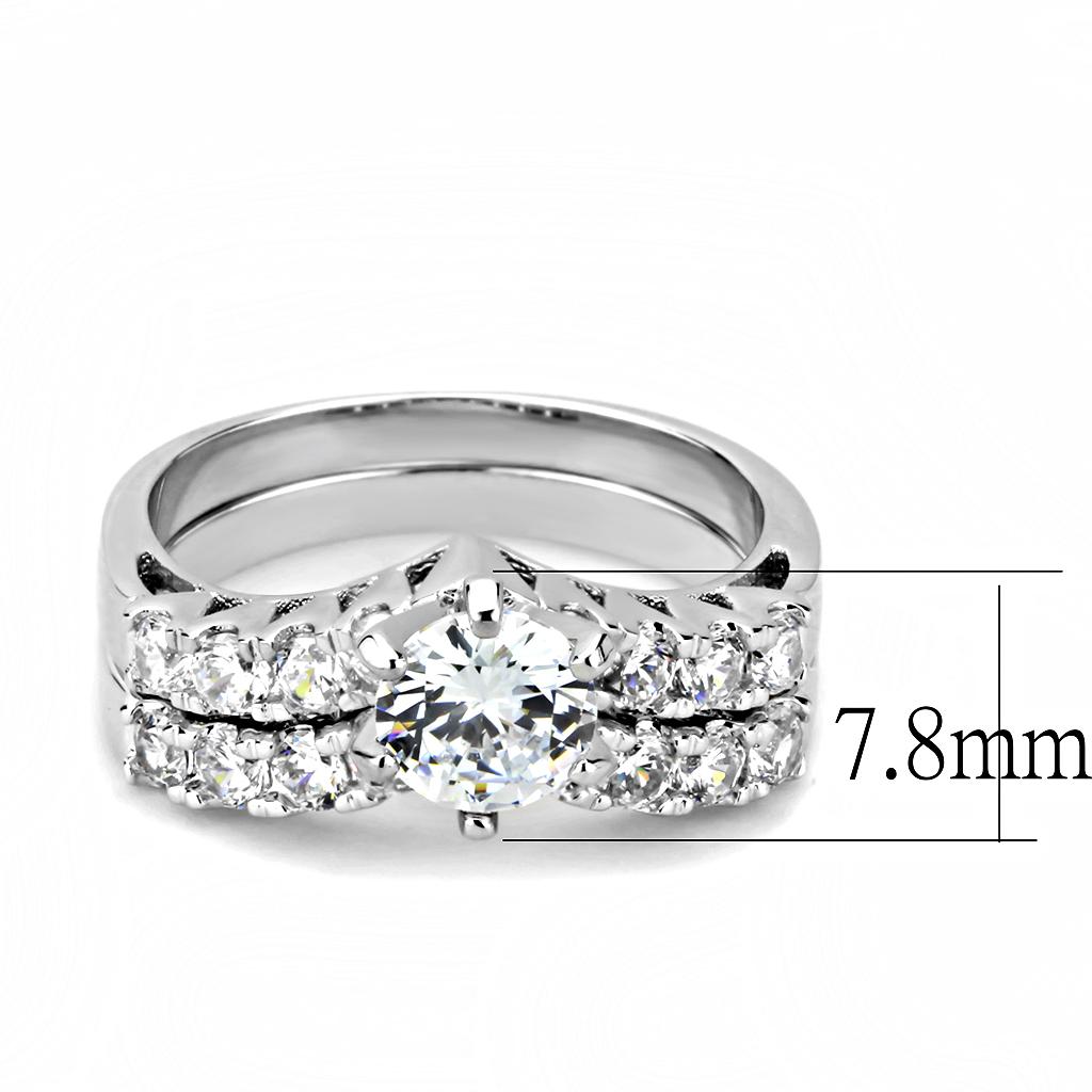MA3W1513 - Rhodium Brass Ring with AAA Grade CZ  in Clear