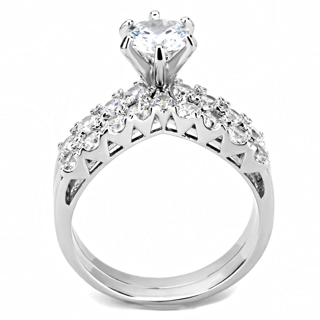 MA3W1513 - Rhodium Brass Ring with AAA Grade CZ  in Clear