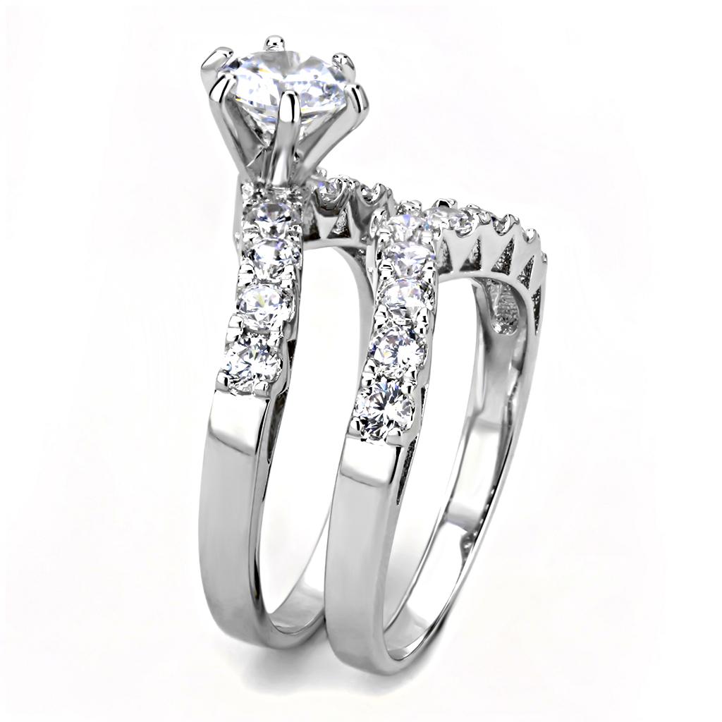 MA3W1513 - Rhodium Brass Ring with AAA Grade CZ  in Clear