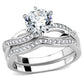 MA3W1514 - Rhodium Brass Ring with AAA Grade CZ  in Clear
