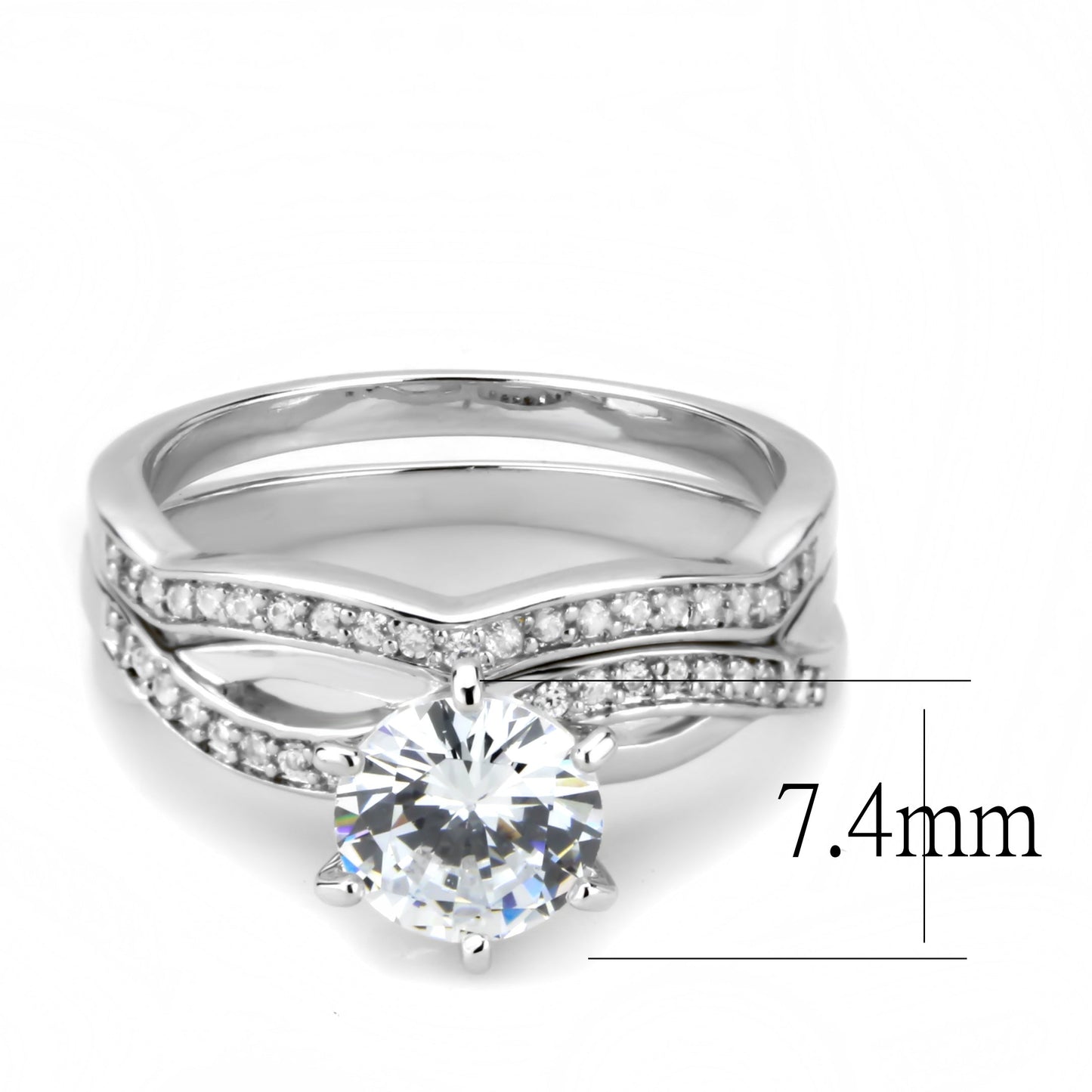 MA3W1514 - Rhodium Brass Ring with AAA Grade CZ  in Clear