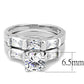 MA3W1515 - Rhodium Brass Ring with AAA Grade CZ  in Clear