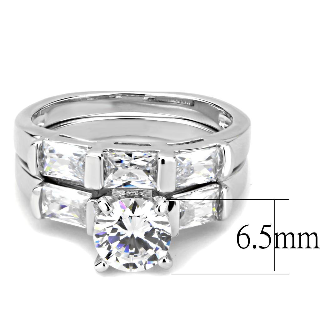 MA3W1515 - Rhodium Brass Ring with AAA Grade CZ  in Clear