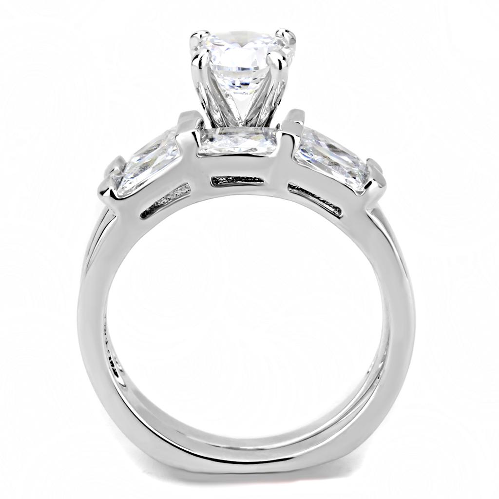MA3W1515 - Rhodium Brass Ring with AAA Grade CZ  in Clear