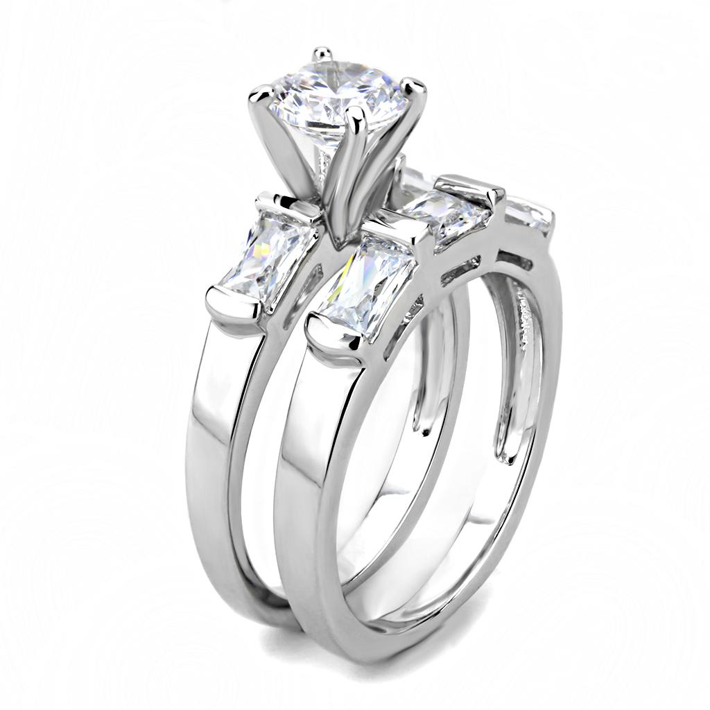 MA3W1515 - Rhodium Brass Ring with AAA Grade CZ  in Clear