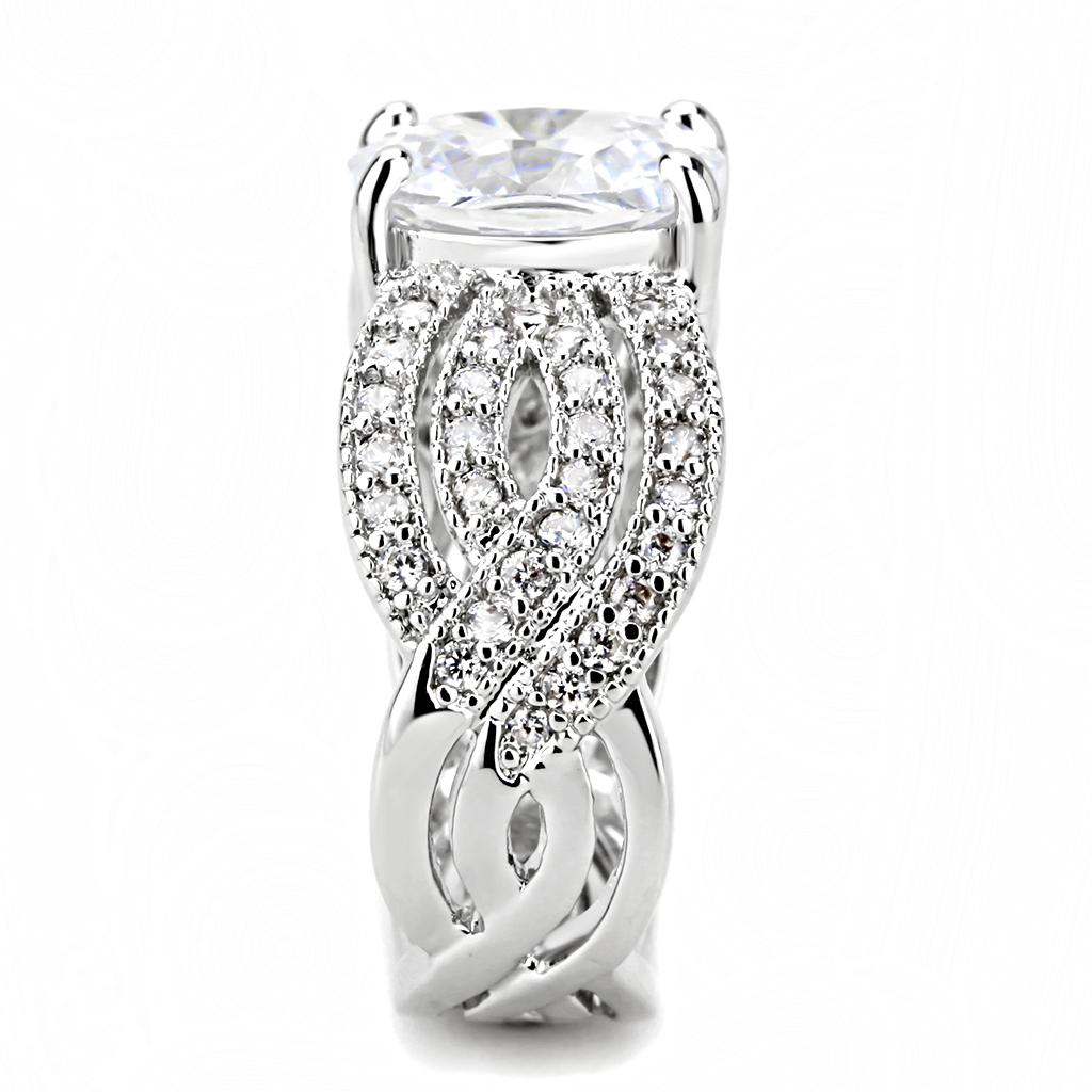 MA3W1517 - Rhodium Brass Ring with AAA Grade CZ  in Clear