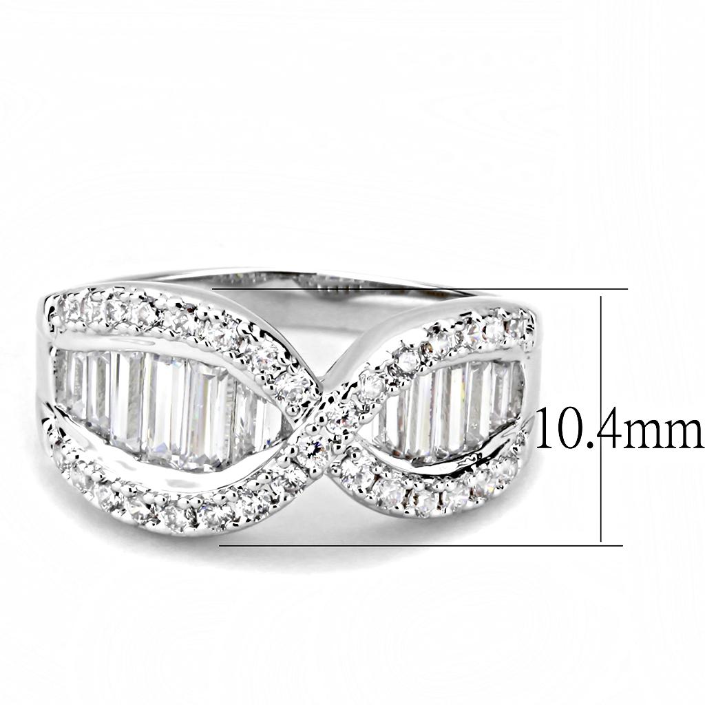 MA3W1518 - Rhodium Brass Ring with AAA Grade CZ  in Clear