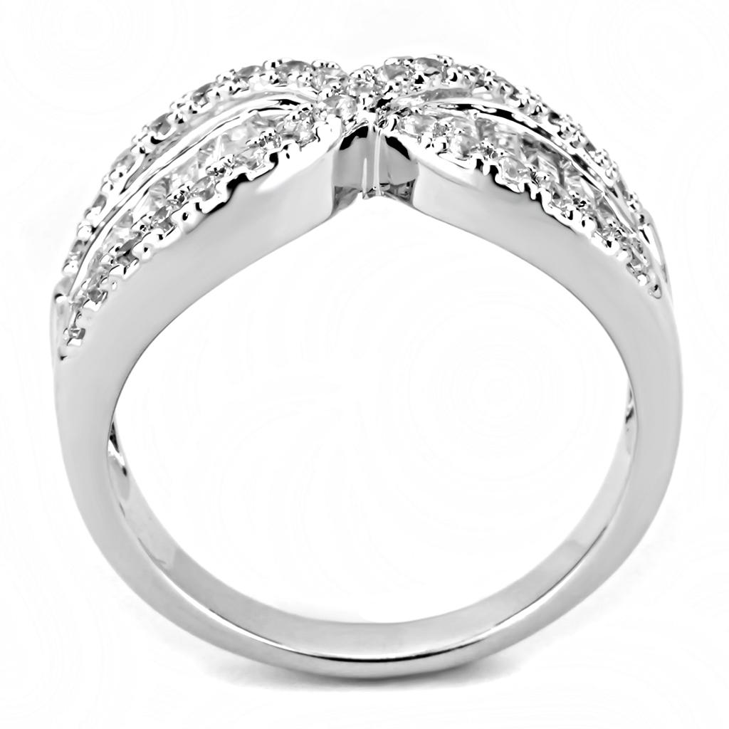 MA3W1518 - Rhodium Brass Ring with AAA Grade CZ  in Clear