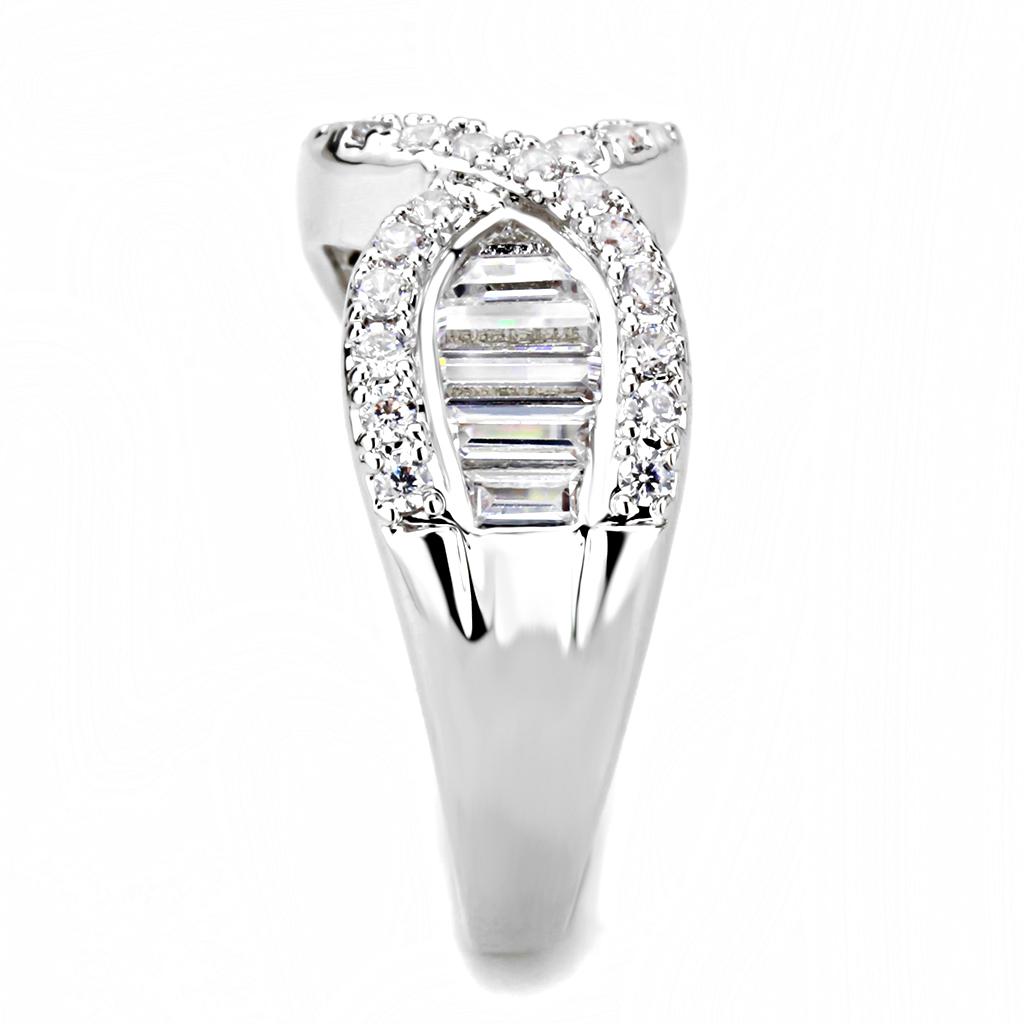 MA3W1518 - Rhodium Brass Ring with AAA Grade CZ  in Clear
