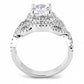 MA3W1519 - Rhodium Brass Ring with AAA Grade CZ  in Clear