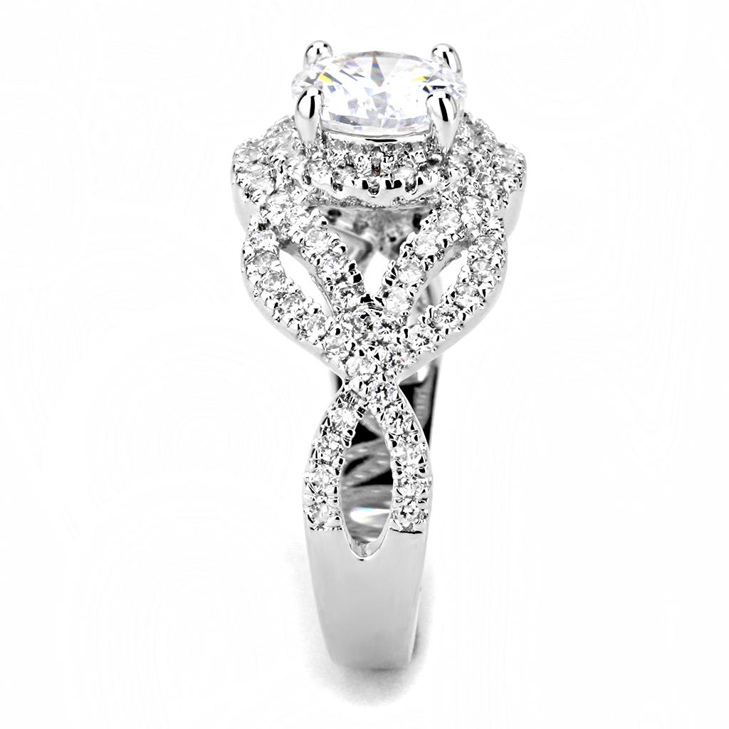 MA3W1519 - Rhodium Brass Ring with AAA Grade CZ  in Clear