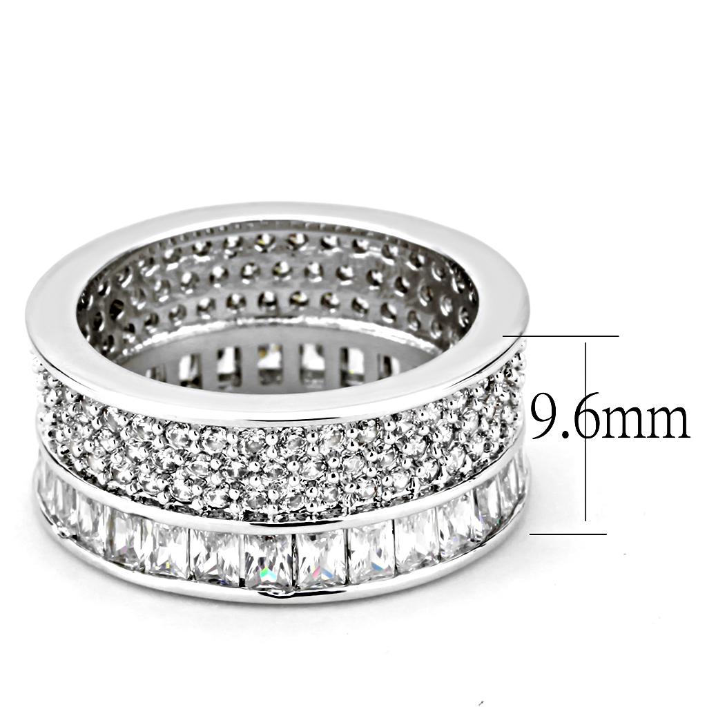 MA3W1520 - Rhodium Stainless Steel Ring with AAA Grade CZ  in Clear