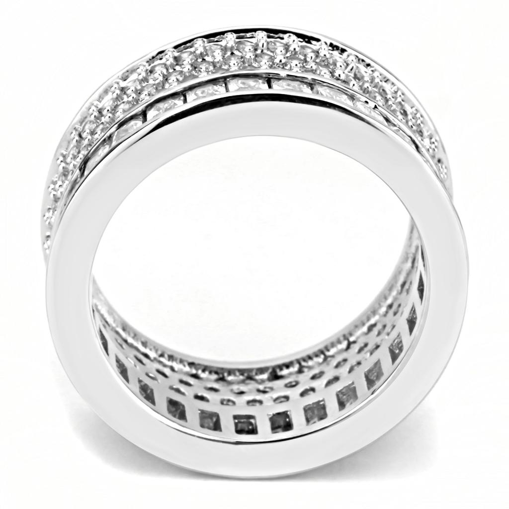 MA3W1520 - Rhodium Stainless Steel Ring with AAA Grade CZ  in Clear