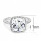 MA3W1522 - Rhodium Brass Ring with AAA Grade CZ  in Clear
