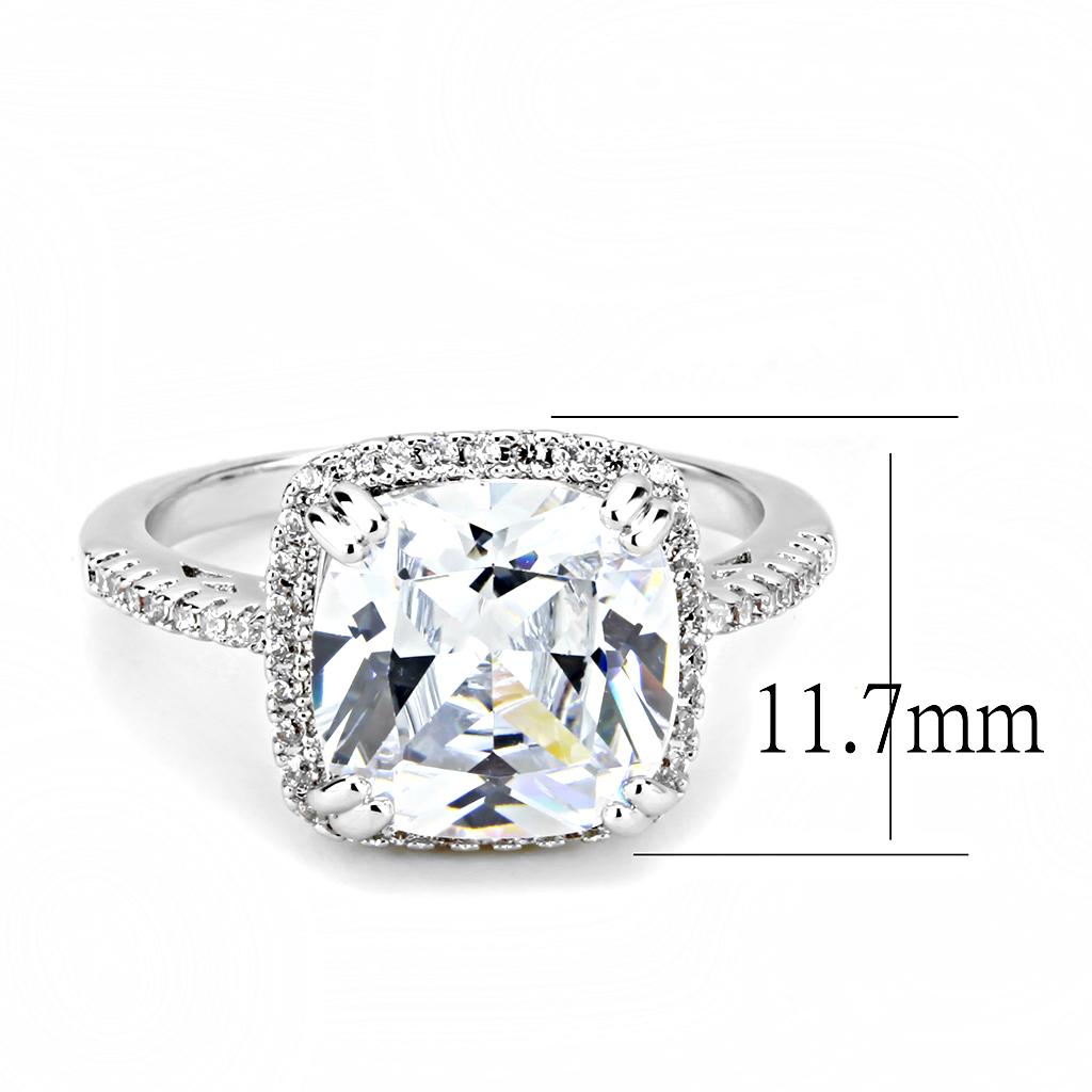 MA3W1522 - Rhodium Brass Ring with AAA Grade CZ  in Clear